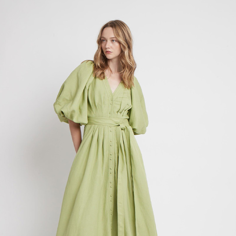 Bayleaf Green Evermore Midi Dress | Creta