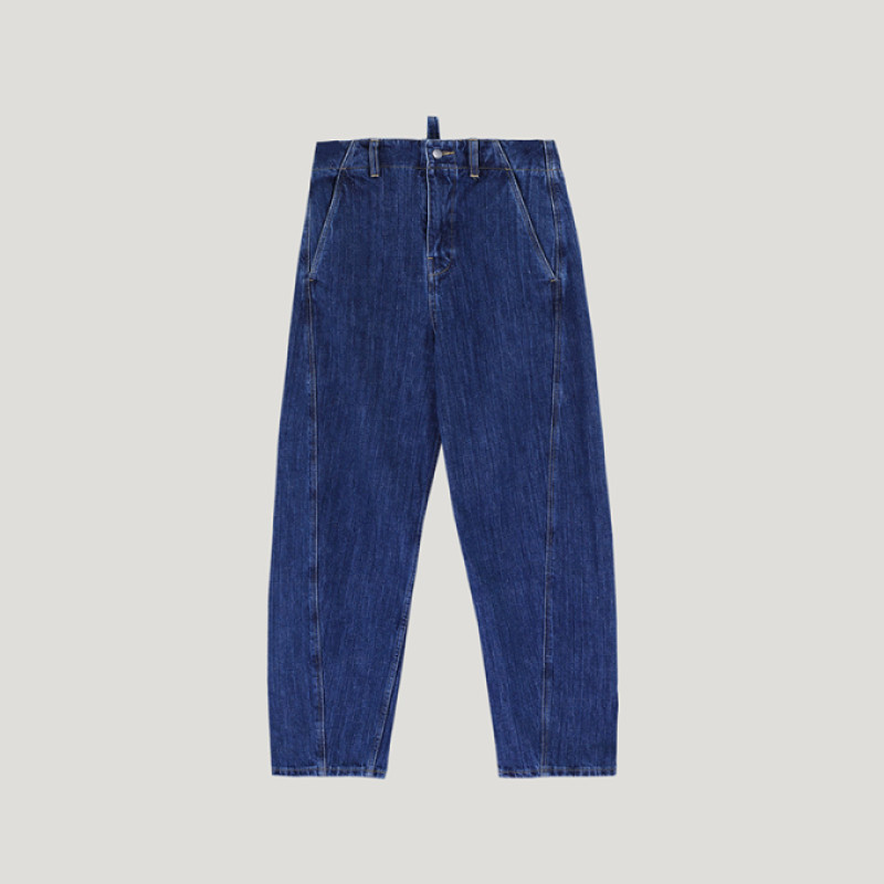 Blue Enzyme Washed Volume Denim Pants | Creta