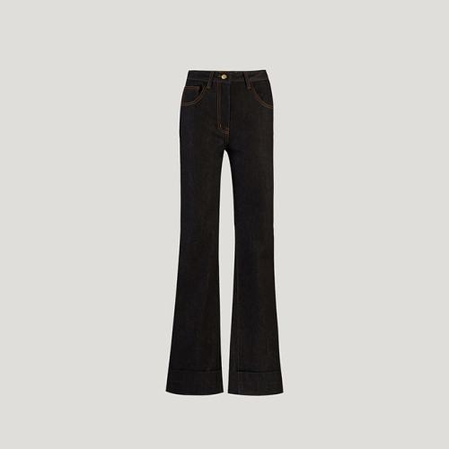 Navy Denim Cuff Pants