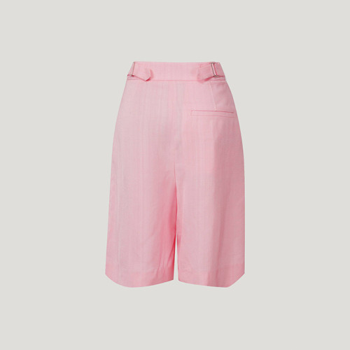 Pink Viscose Belted Shorts