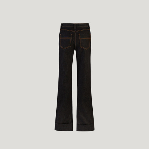 Navy Denim Cuff Pants