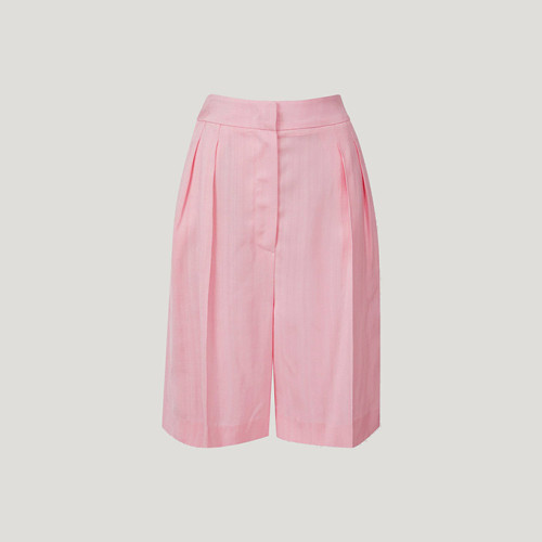 Pink Viscose Belted Shorts